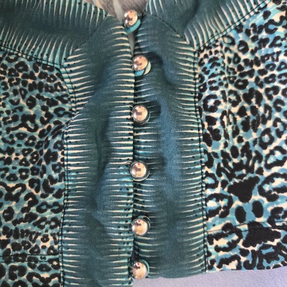 Beige by Eci Turquoise Black Fit Flare Dress 10 Designer Details Turquoise Black - Picture 14 of 14